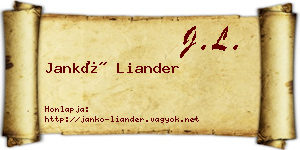 Jankó Liander névjegykártya